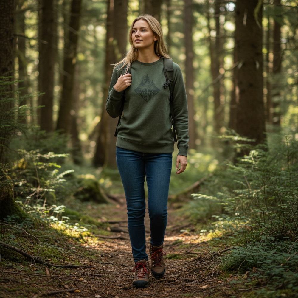 Marmot Forest Graphic Crewneck Sweatshirt, S, Outdoor, Moss Green